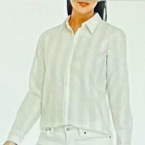 Chaps No Iron Long Sleeve Button Up Striped Shirt in Pale Blue/Gray (XL) NWOT